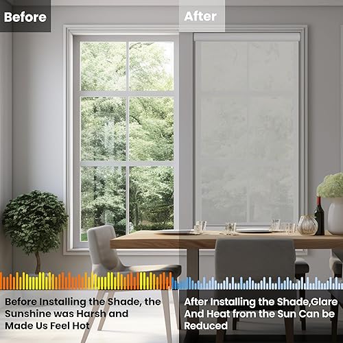 Miniatura 5 de BERISSA Persianas enrollables solares sin cordones con filtro de luz, 5% de apertura, con cenefa de casete, oscurecimiento de habitación y reducción