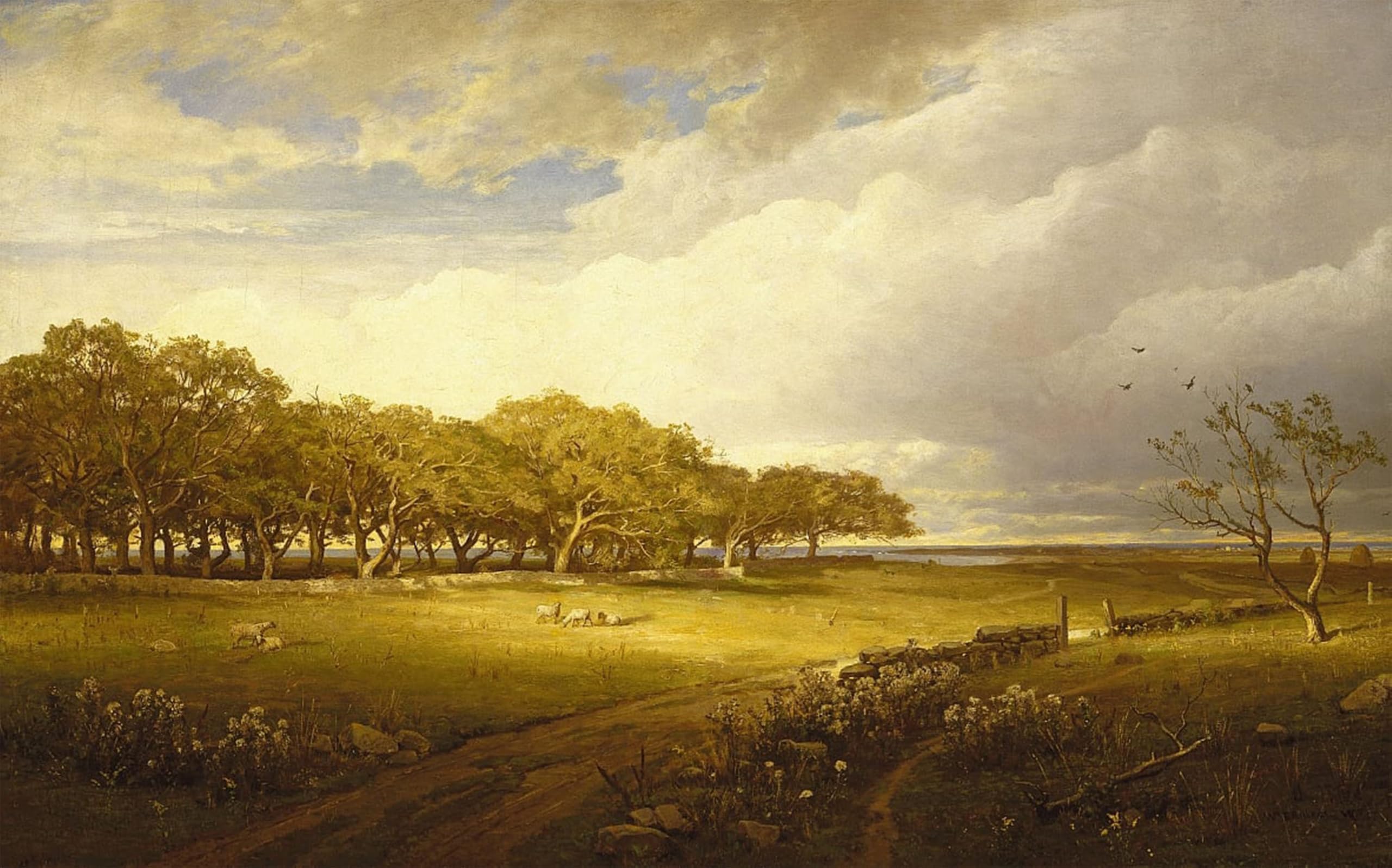 ARTXLXXBN Famous Painting Canvas Artwork Graffiti Print Old Orchard At by William Trost Richards Portrait Canvas Image for Home Decor 60x90cm