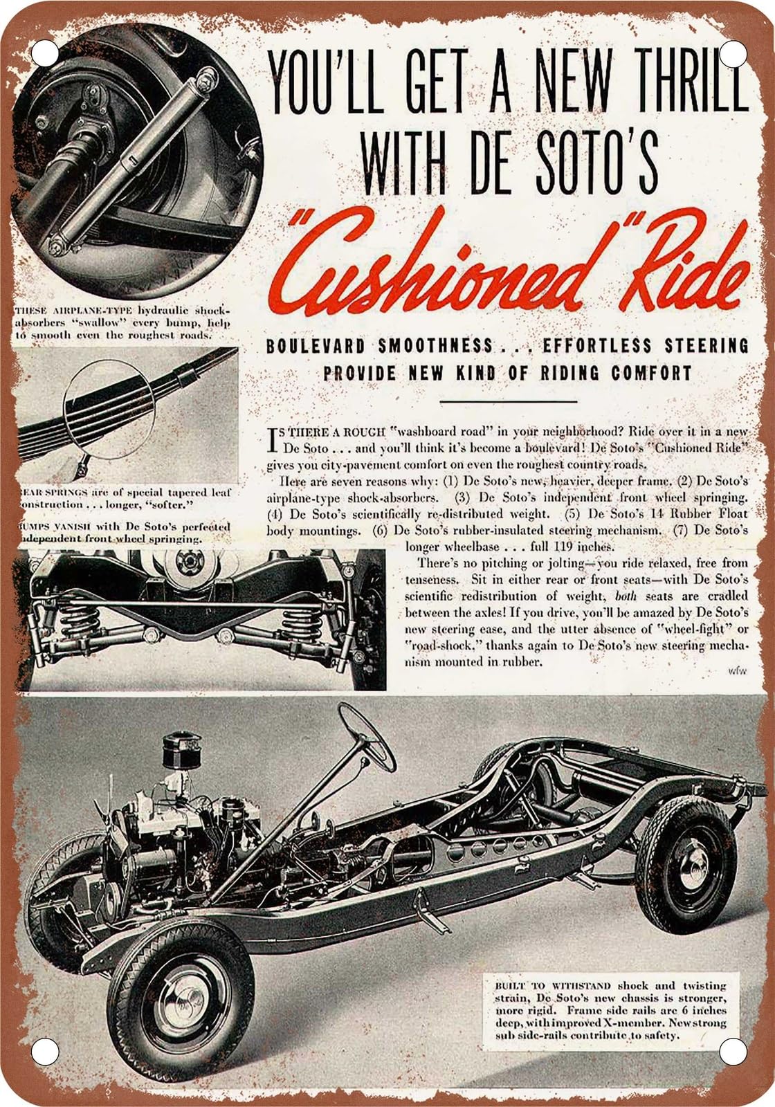METAL SIGN - 1938 DeSoto Vintage Ad 14 - Old Retro Rusty Look home decor