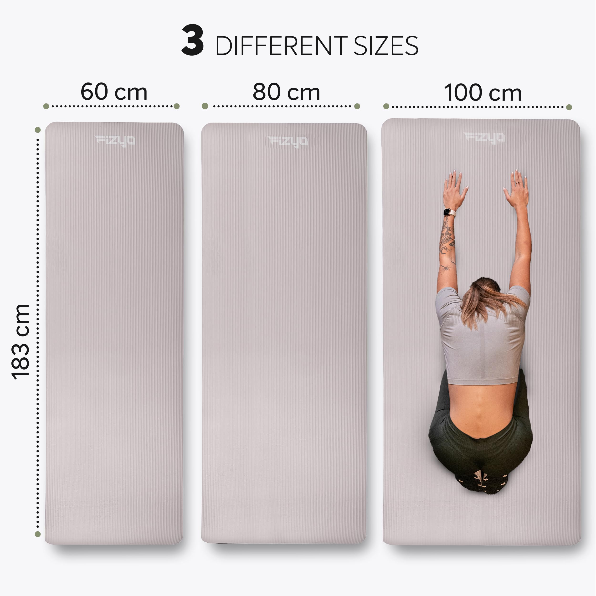 Fizyo Tappetino Yoga antiscivolo per yoga ginnastica e pilates in schiuma NBR tappetino fitness spesso per allenamento ed esercizi a casa 190 x 80 x 1,5 cm