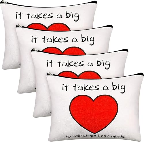 Weewooday 4 piezas de regalos para profesores, bolsas de maquillaje, regalos de agradecimiento para mujeres, bolsa de cosméticos de agradecimiento