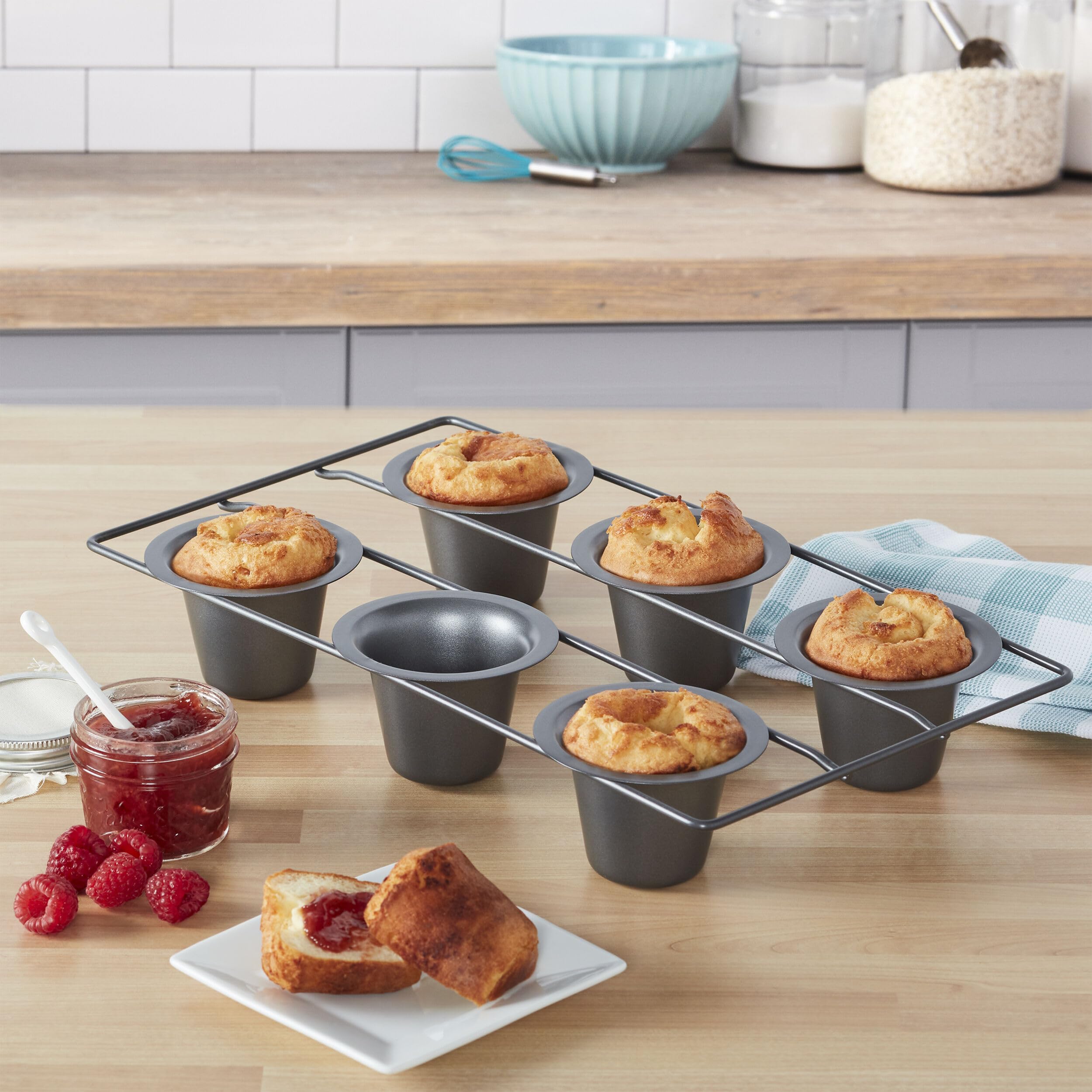 Set Da 2 Teglie Per Popover EVODAE – 12 Tazze Antiaderenti – Acciaio Carbonio – Con Pennello