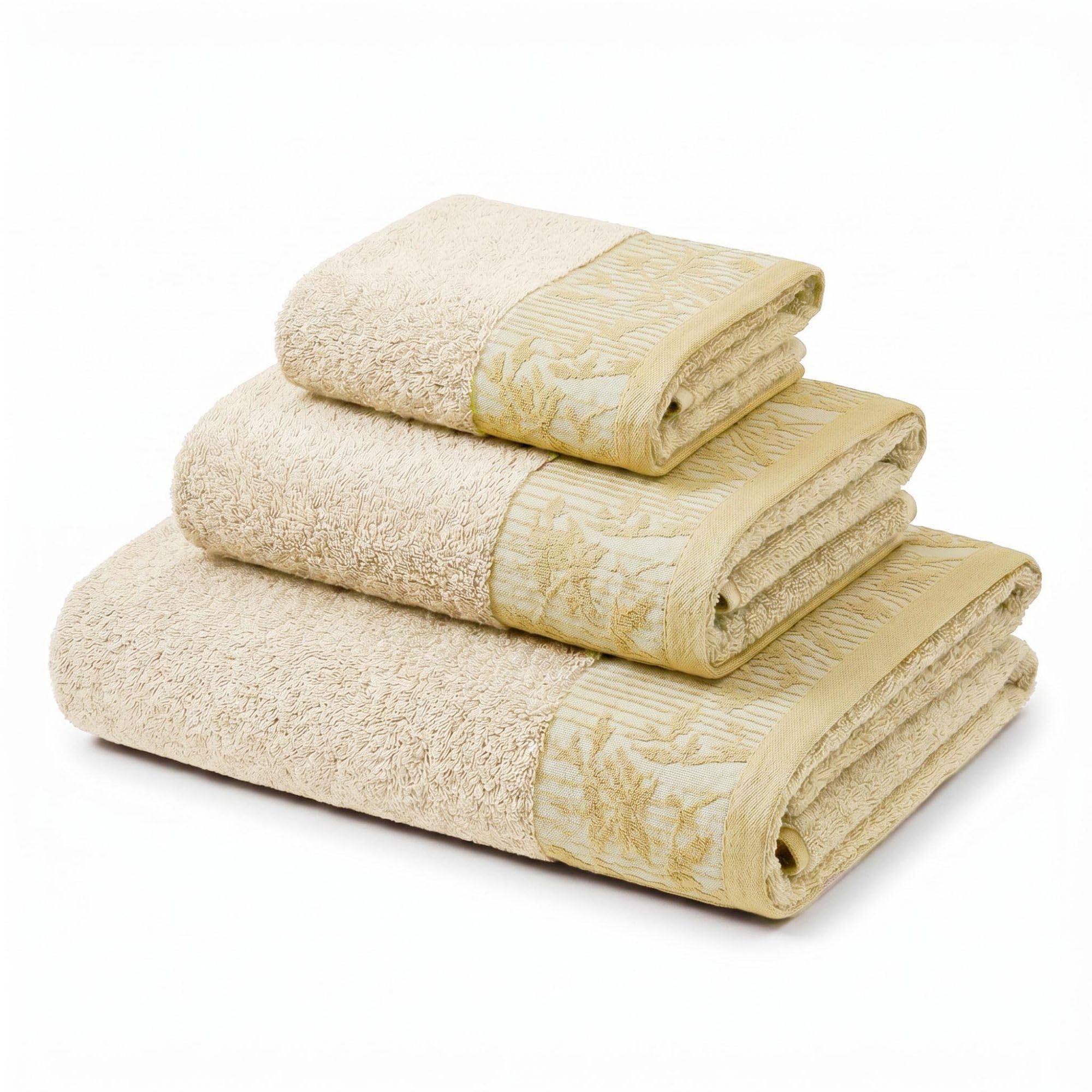 Superior Juego de toallas de algodón de 3 piezas, diseño floral jacquard Dobby, secado rápido, decoración de baño, spa, ducha, baño, incluye 1 baño, 1 toalla de mano, 1 toalla facial/toallita,