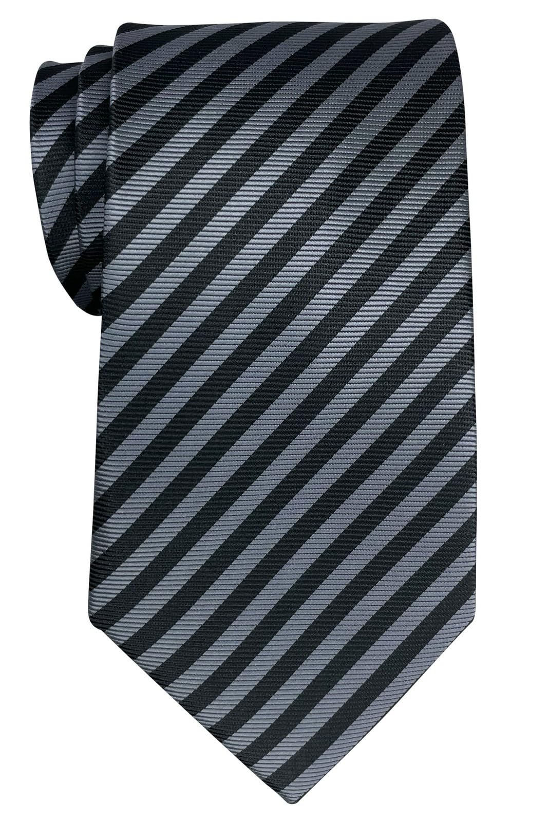 Retreez Stripe Woven Men's Tie - Grey and Black Stripe