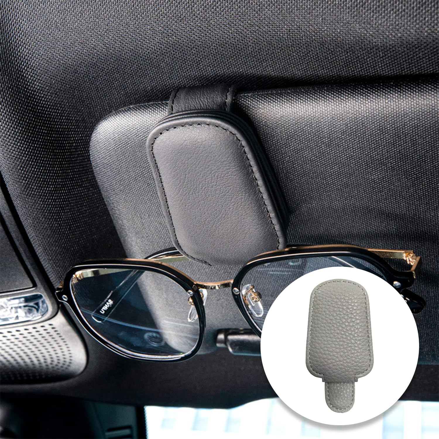 Porta Occhiali Per Auto Magnetico - In Pelle, Per Visiera, Con Chiusura Magnetica - Nero, Per Occhiali Da Sole E Da Vista - Foto 4