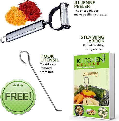 Miniatura 8 de Cesta vaporizadora de vegetales Premium 5.5 -9.3 in best bundle. Se ajusta a las ollas de presión. 100% acero inoxidable. Accesorios Prima. Dúo.