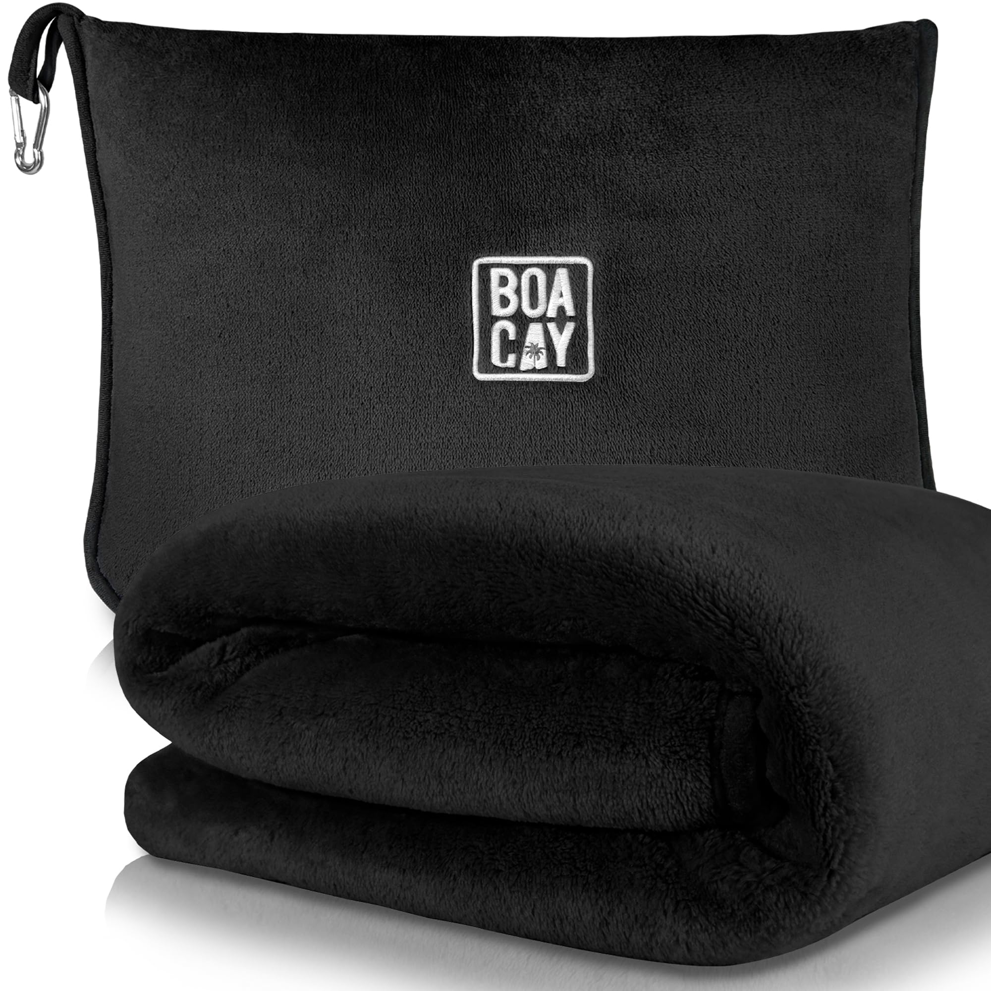 BOACAY Soft & Warm Travel Blanket for Airplane & Car - Long Flight Essential for Women, Men, Kids - Compact Pillow with Luggage Sleeve & Backpack Clip