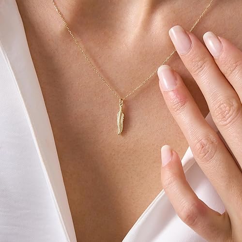 Miniatura 6 de 14K Gold Plated Over Sterling Silver Necklace - Dainty Leaf Pendant - Perfect Gift for Nature Lovers, Hypoallergenic, Artisan Crafted