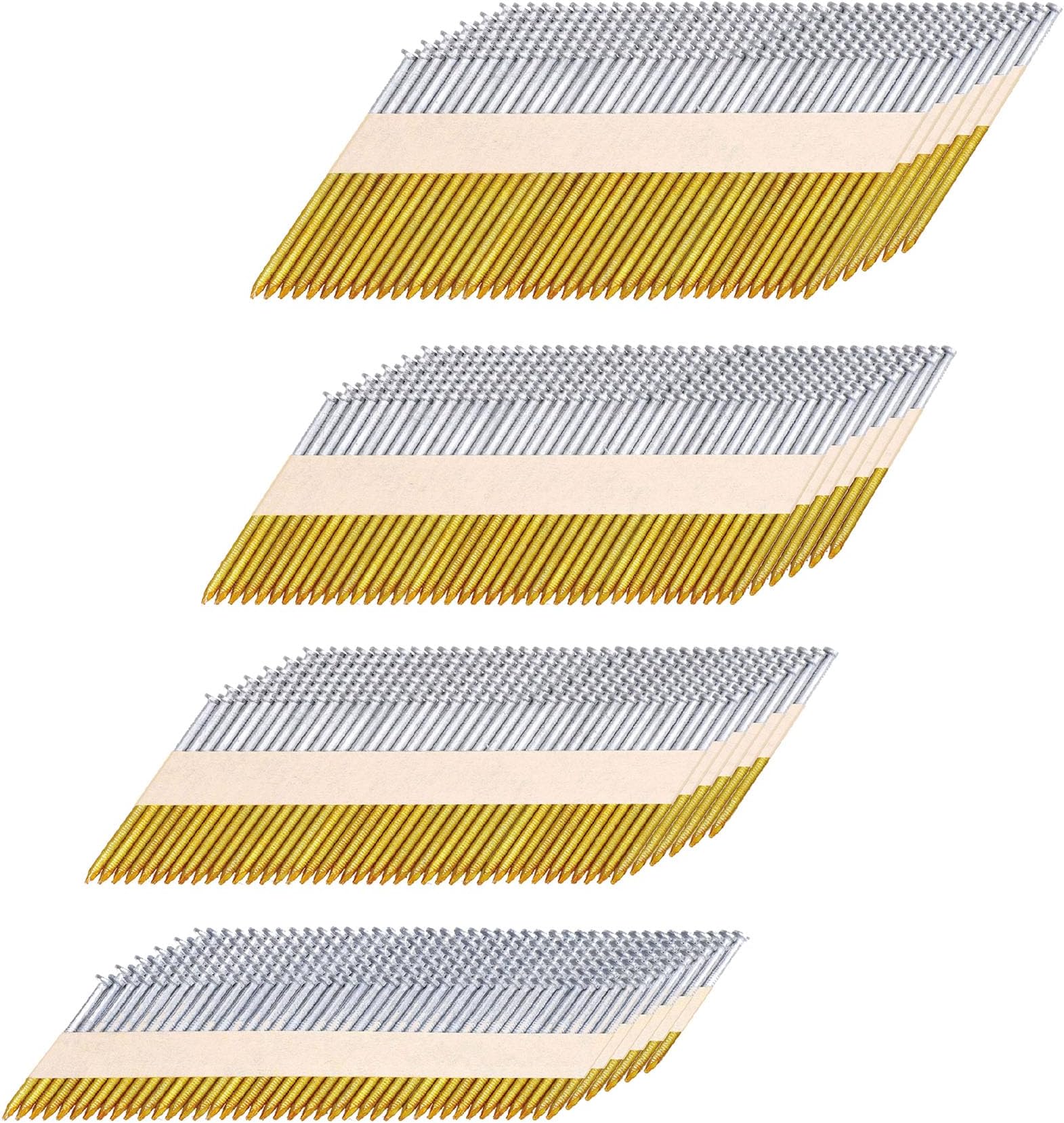 34°Framing Nails,D Head Nail Pack,Hot Dipped Galvanized Paper Tape Strip Nails,Ring Shank,for 30 to 34 Degree Framing Nailer(2",2-1/2",3", 3-1/2",960-Pack)