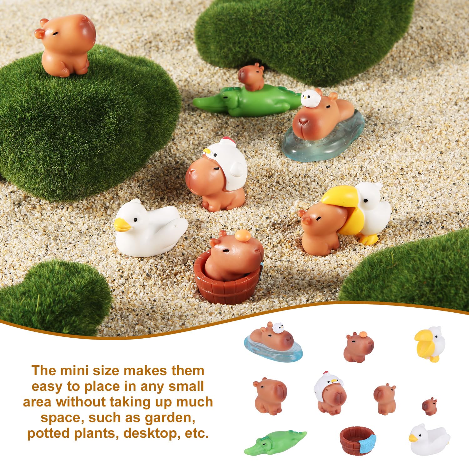 Lyreh 110 Mini Capybaras Résine – Figurines Fleurs Mignonnes Pour Bonsaï, Micro-Paysage, Maison De Poupée