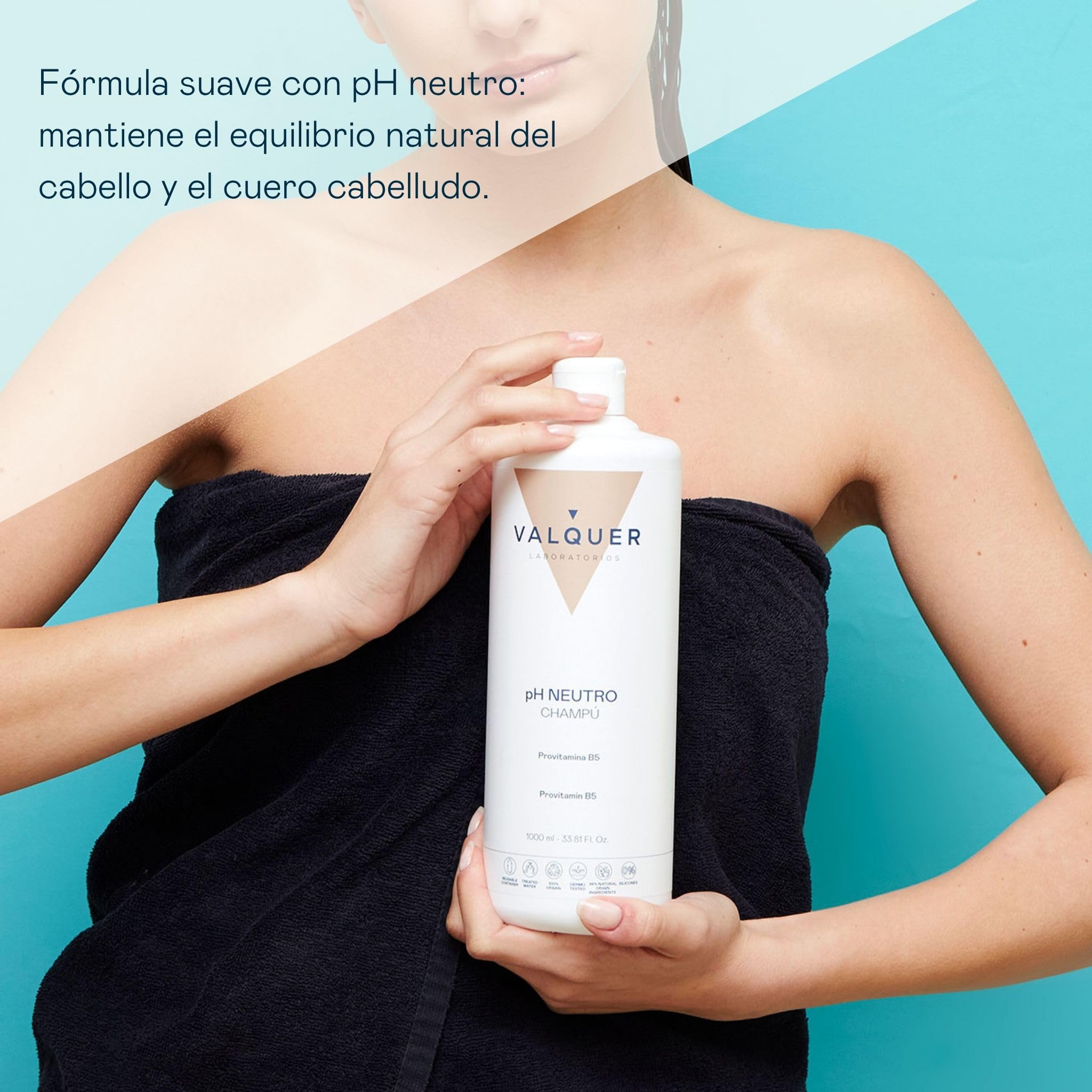 VALQUER Champú Revitalizante pH Neutro | Fortalece, Hidrata, Repara y Aporta Brillo al Cabello Dañado | Con Ingredientes Naturales y Vitamina B5 para Todo Tipo de Pelo | 1 L