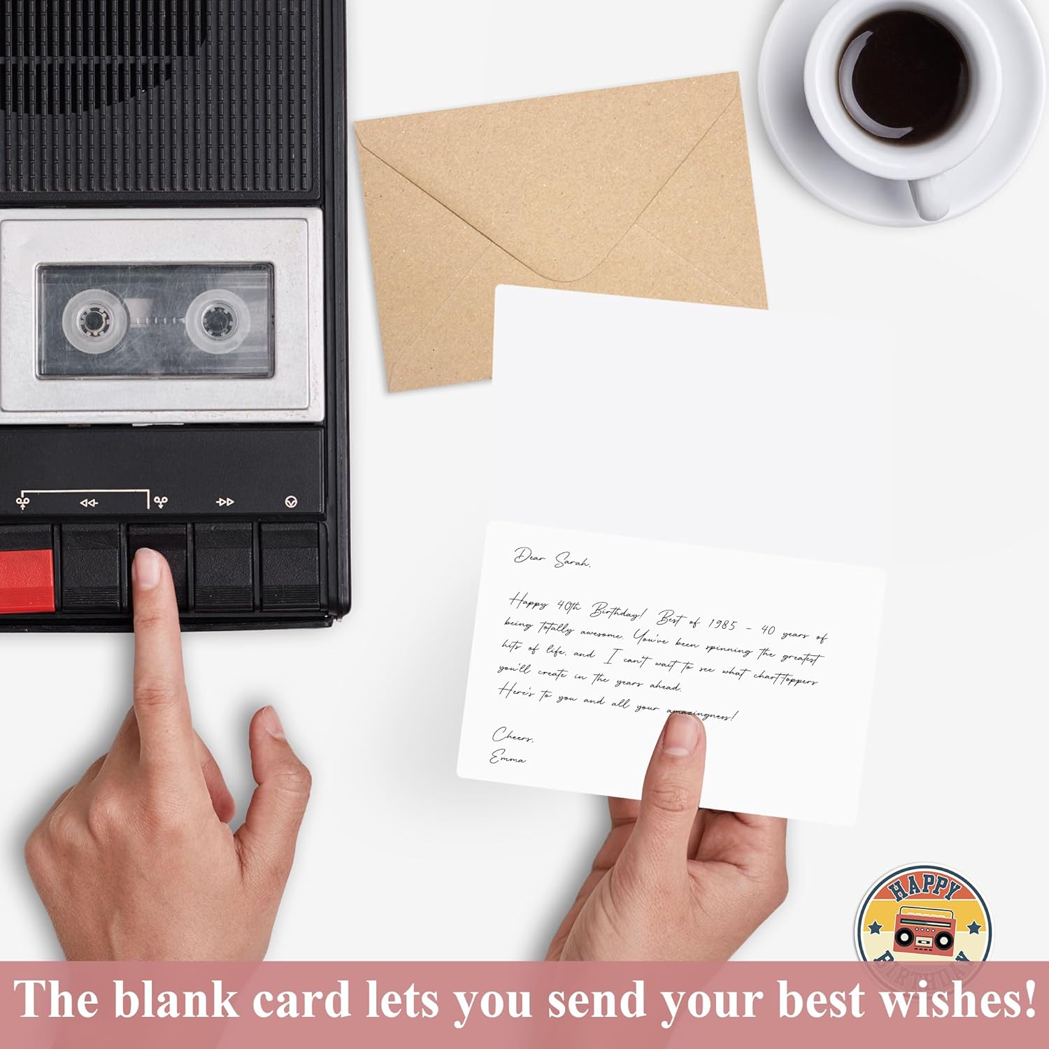 Retro 40th Birthday Card for Men Women, Unique 40th Birthday Gifts for Him Her, Cassette Tape Card for Bday Decoration, Best Vintage Gift Ideas for Husband Wife, Son, Sibling, Friend, Colleague, Boss - Image 6