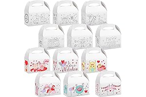 120 Pack Valentine's Day Valentine Treat Boxes DIY Color Your Own Paintable Animal Prints