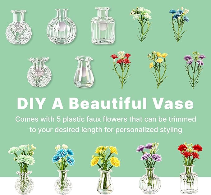 Imanes para Nevera Mini Florero Vidrio, 5 Piezas Decorativas miniatura 3