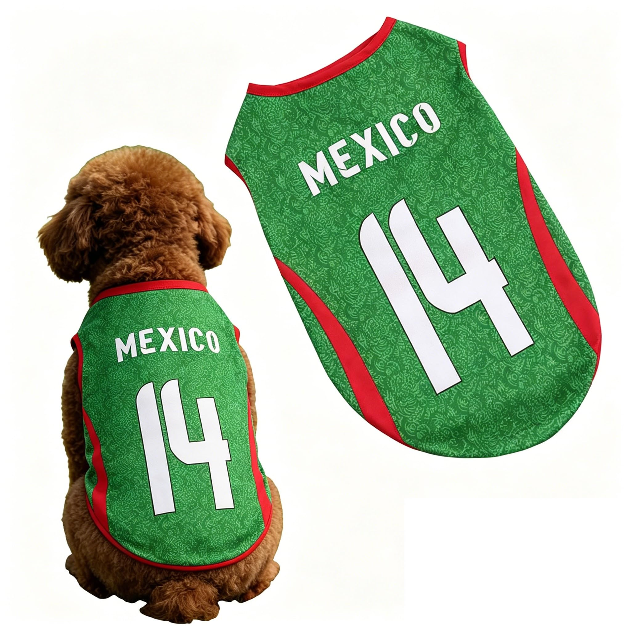 Dog England Shirt, World Cup Football Shirt for Pets, Polyester Mesh, Sleeveless, Sizes S-5XL, Multiple Countries