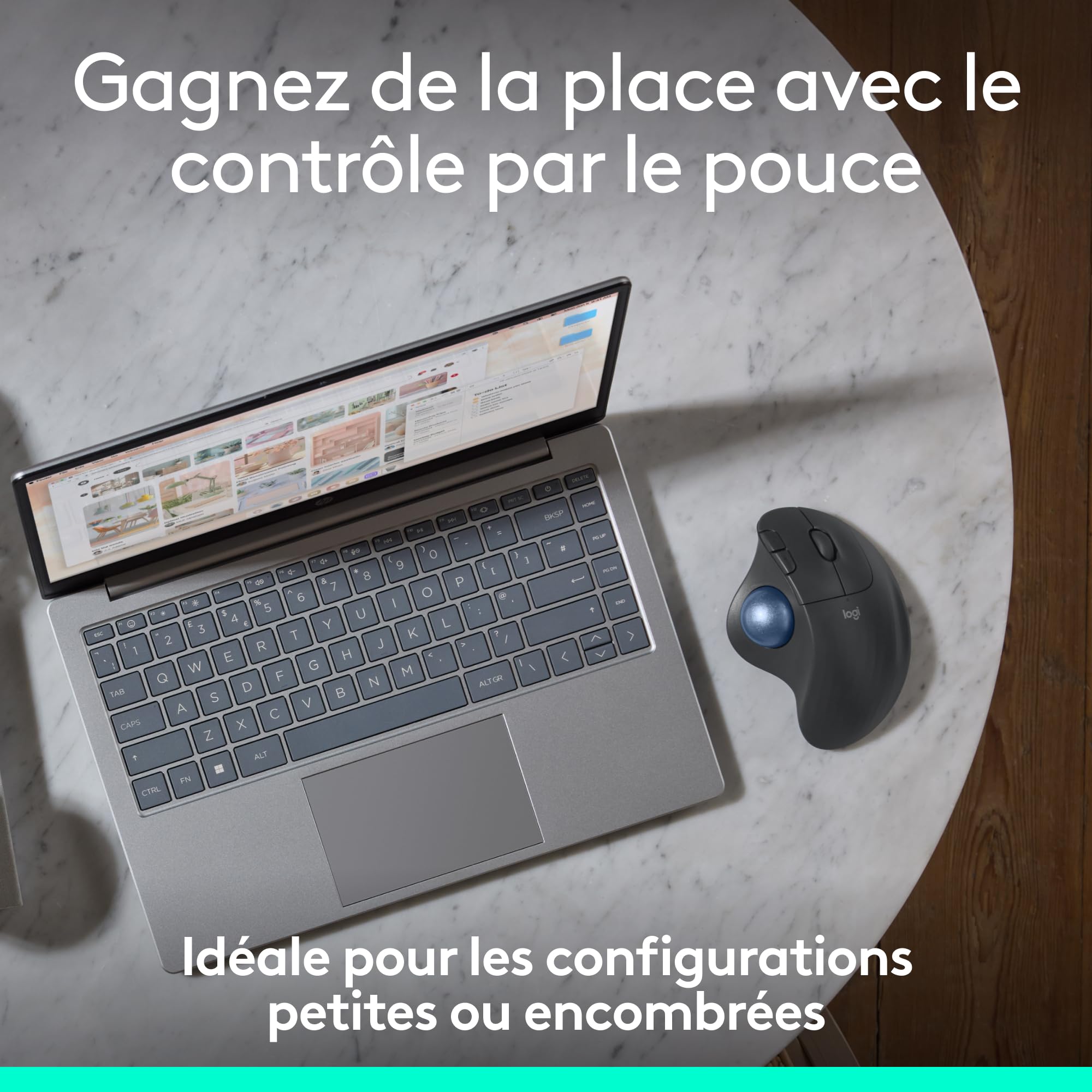 Logitech Ergo M575S Souris trackball sans Fil, Souris Ergonomique sans Fil avec Bluetooth et dongle chiffré, contrôle Confortable par Le Pouce, Suivi précis et Fluide, pour PC/Mac - Graphite