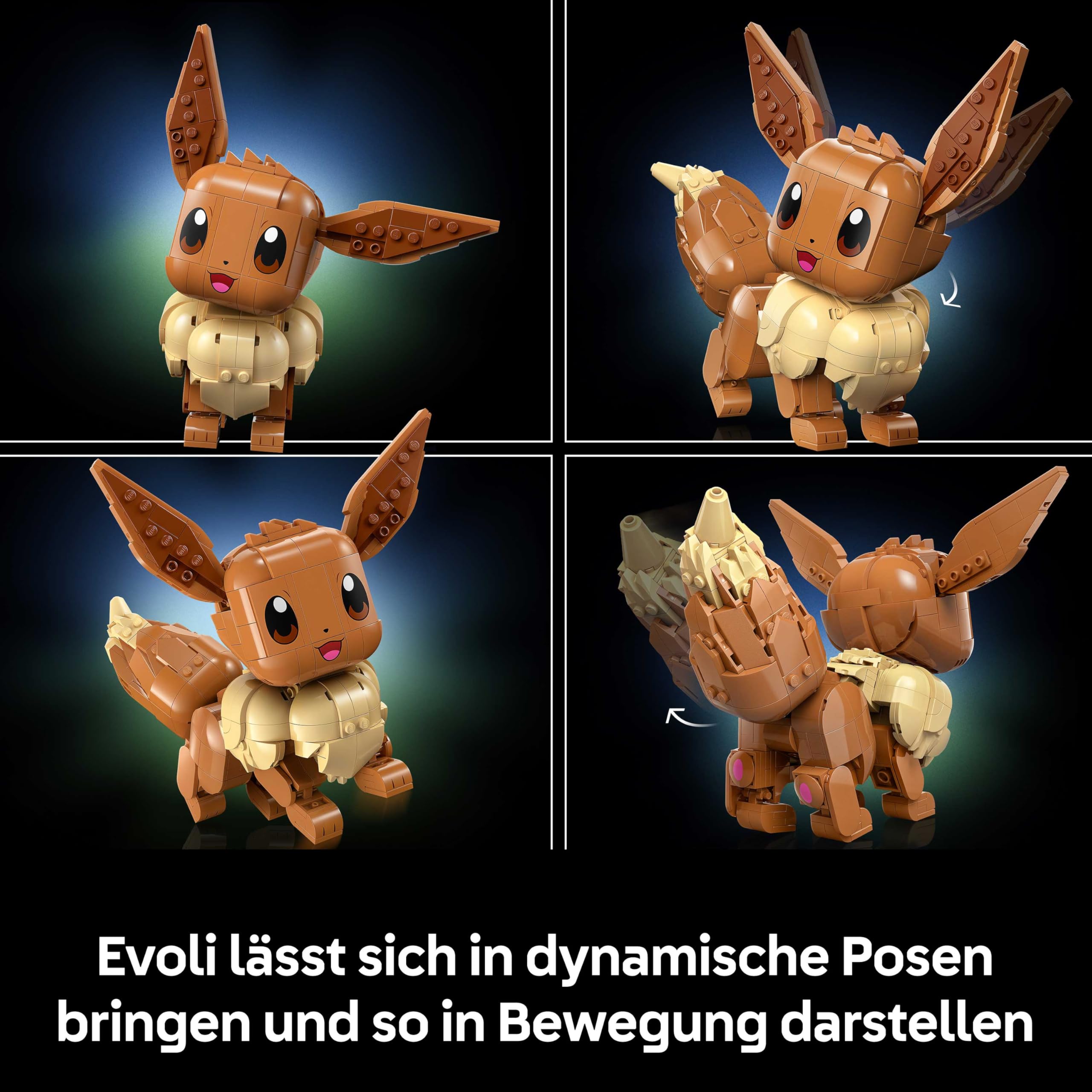 LEGO Pokémon Evoli Figur - Bauset für Erwachsene - Anime Modellbau mit beweglichen Gliedmaßen, Ohren und Schwanz - DIY Deko für Zimmer oder Schreibtisch - Sammler Geschenkidee für Gaming Fans – 72151