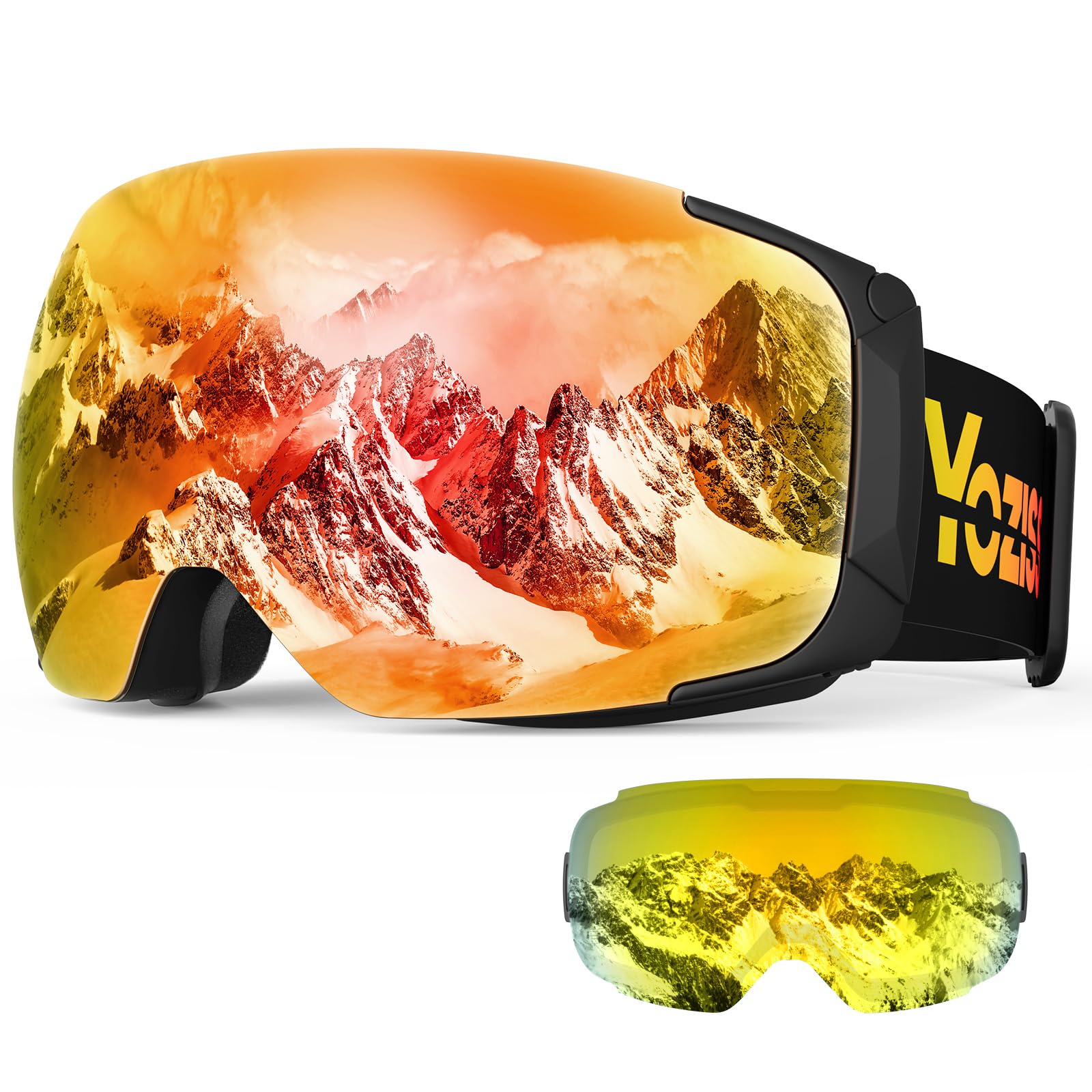 Gogle narciarskie, gogle snowboardowe z wymiennymi soczewkami magnetycznymi, okulary narciarskie OTG ochrona UV400, przeciwmgielne gogle sportowe do snowboardu