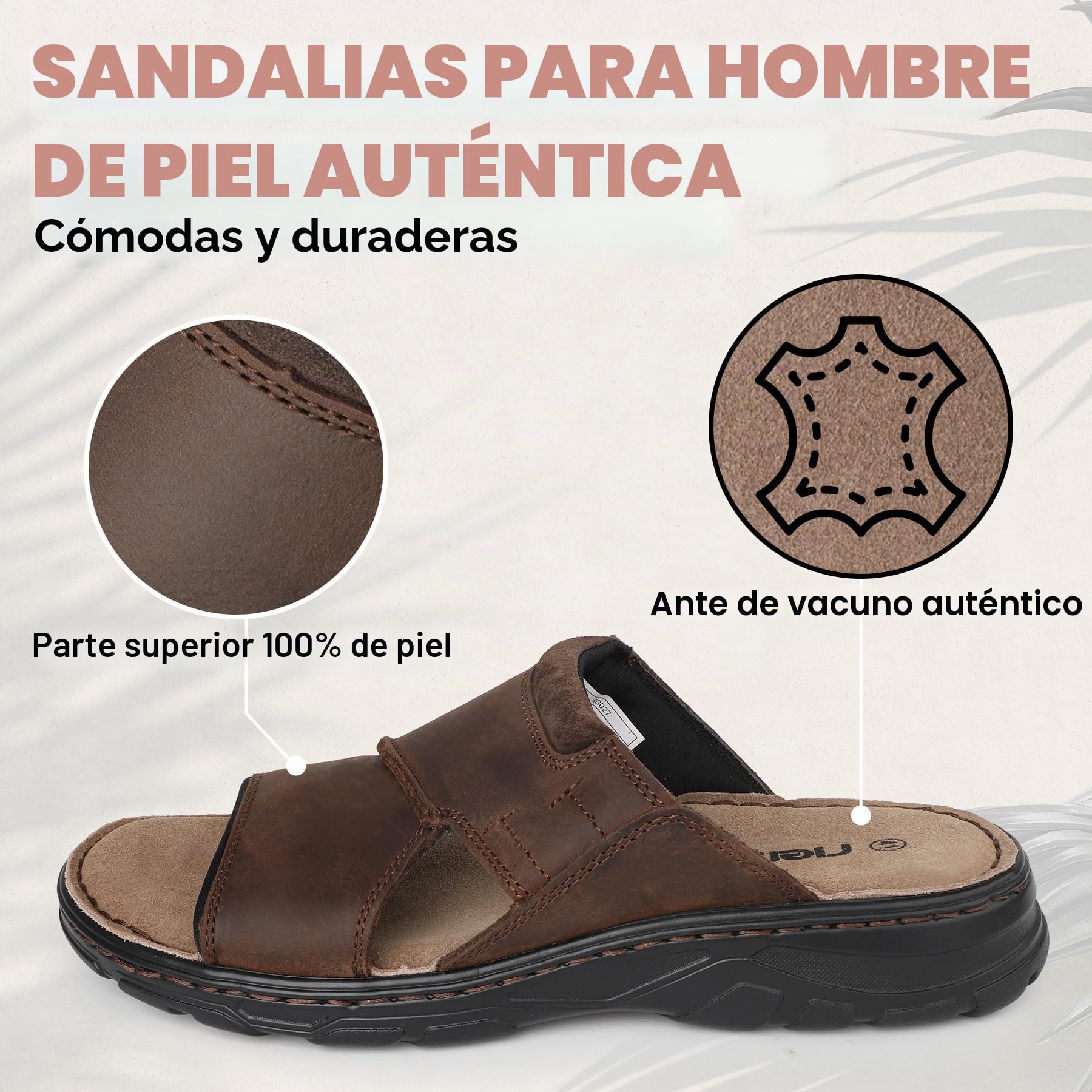 riemot Sandalias Hombre Piel Zuecos de Dedo Abierto con Amortiguación Sandals Ligeras Para Paseos Diarios y Salidas al Aire Libre Zapatos Verano Transpirables Para Pesca Perro y Excursiones 41-47 EU