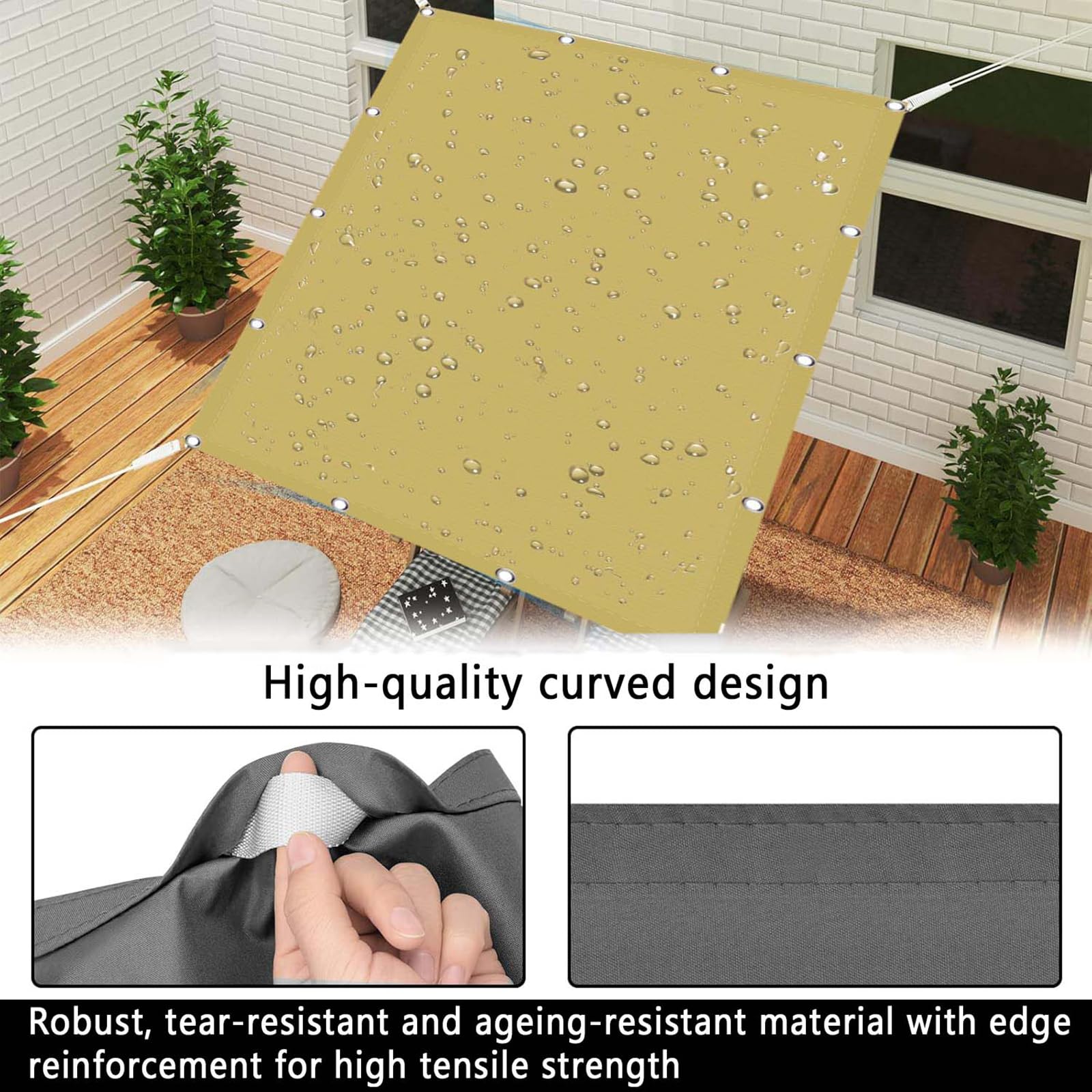 LYGSWDB 280x400 cm Tessuto Parasole Protezione UV Resistente al Calore Resistente agli Strappi Idrorepellente Include Corde di Fissaggio Perfetto per Il Campeggio all'aperto e l'uso in
