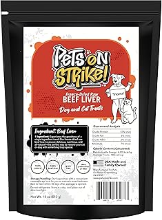 Freeze Dried Beef Liver for Dogs & Cats (18oz) – Single Ingredient Dog Treats – USA Sourced & Made – High Protein, All Natural, Grain Free – Raw Freeze-Dried Training Treats