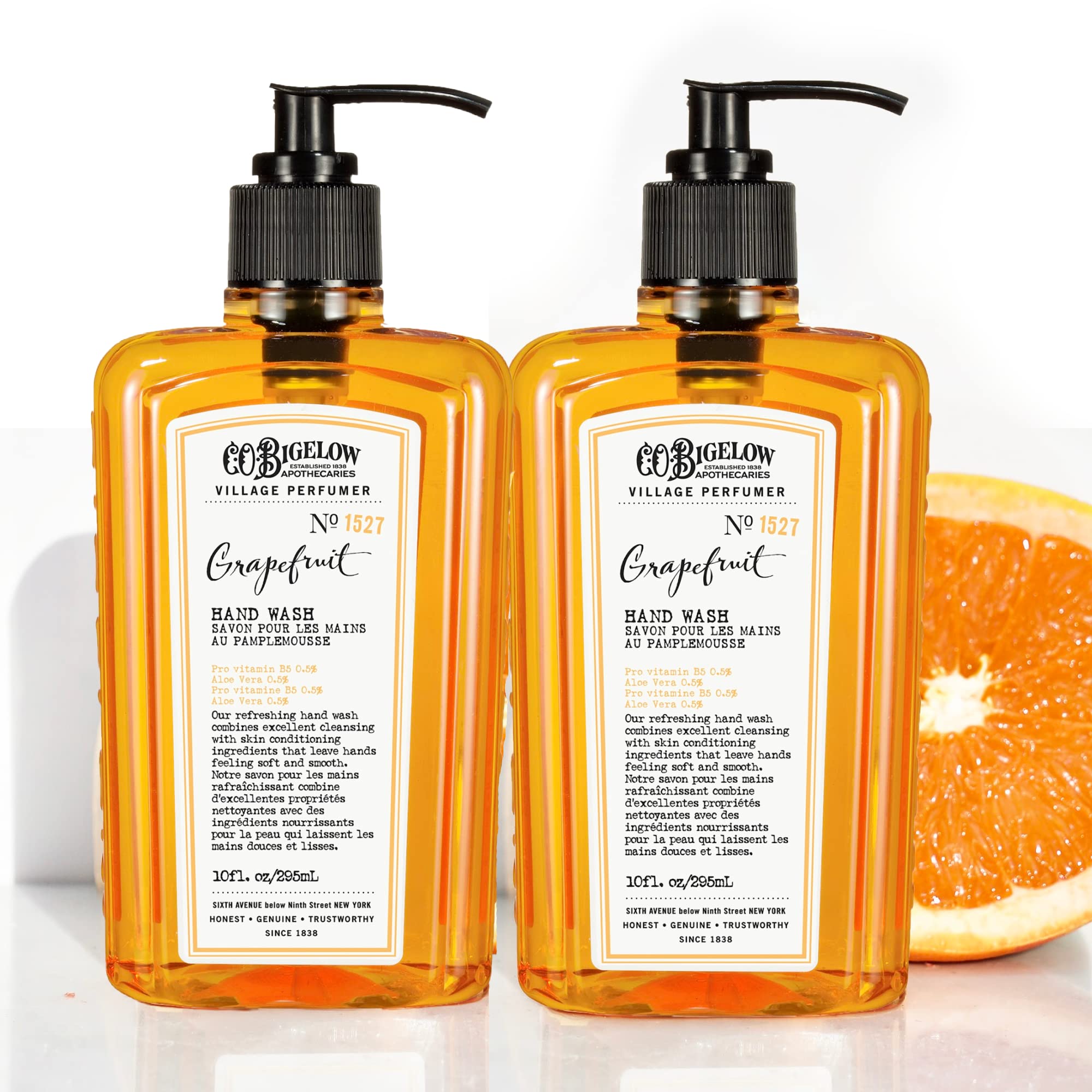 C.O. Hand Wash, Grapefruit No.1527 - Village Perfumer Moisturizing Hand Wash for Bathroom & Kitchen with Aloe Vera, 10 fl oz, Pack of 2