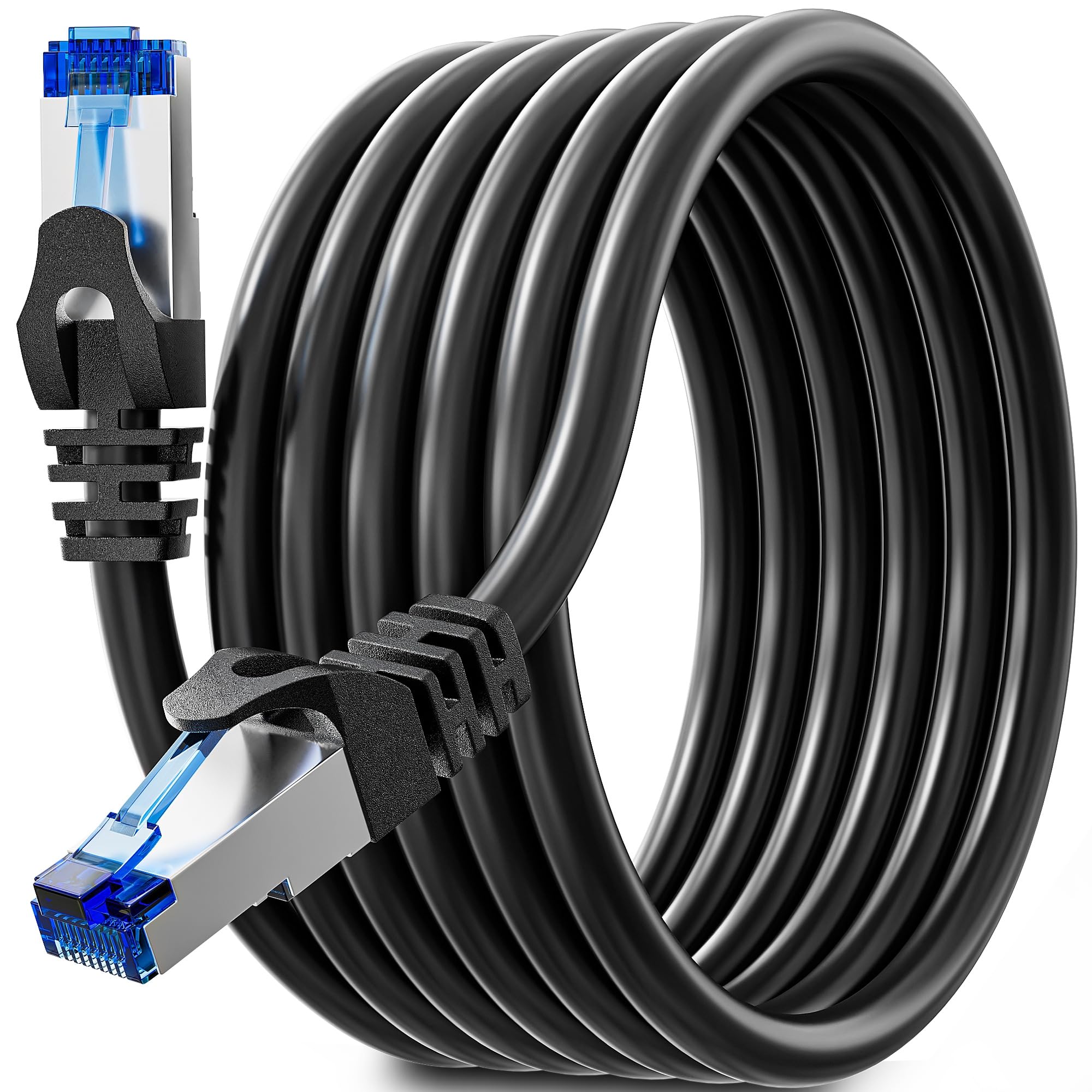 Cat 6 Cable Ethernet 5 Metros, Cable de Red 5m Cat 6 Blindado FTP Gigabit Cables RJ45 23AWG Cables LAN Blanco Impermeabilización Cabl Red 5 Metros Exteriores 1Gbps 250MHz Alta Velocidad Para Moedm