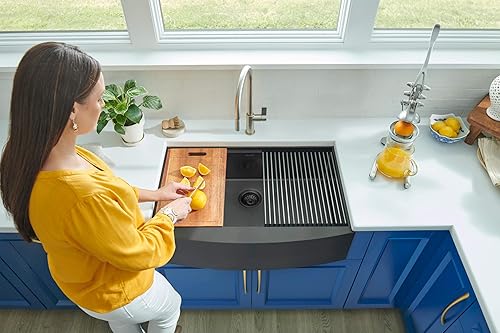 Miniatura 6 de Ruvati Tabla de cortar de bambú de 17 x 11 pulgadas para fregaderos de estación de trabajo Ruvati - RVA1217BAM