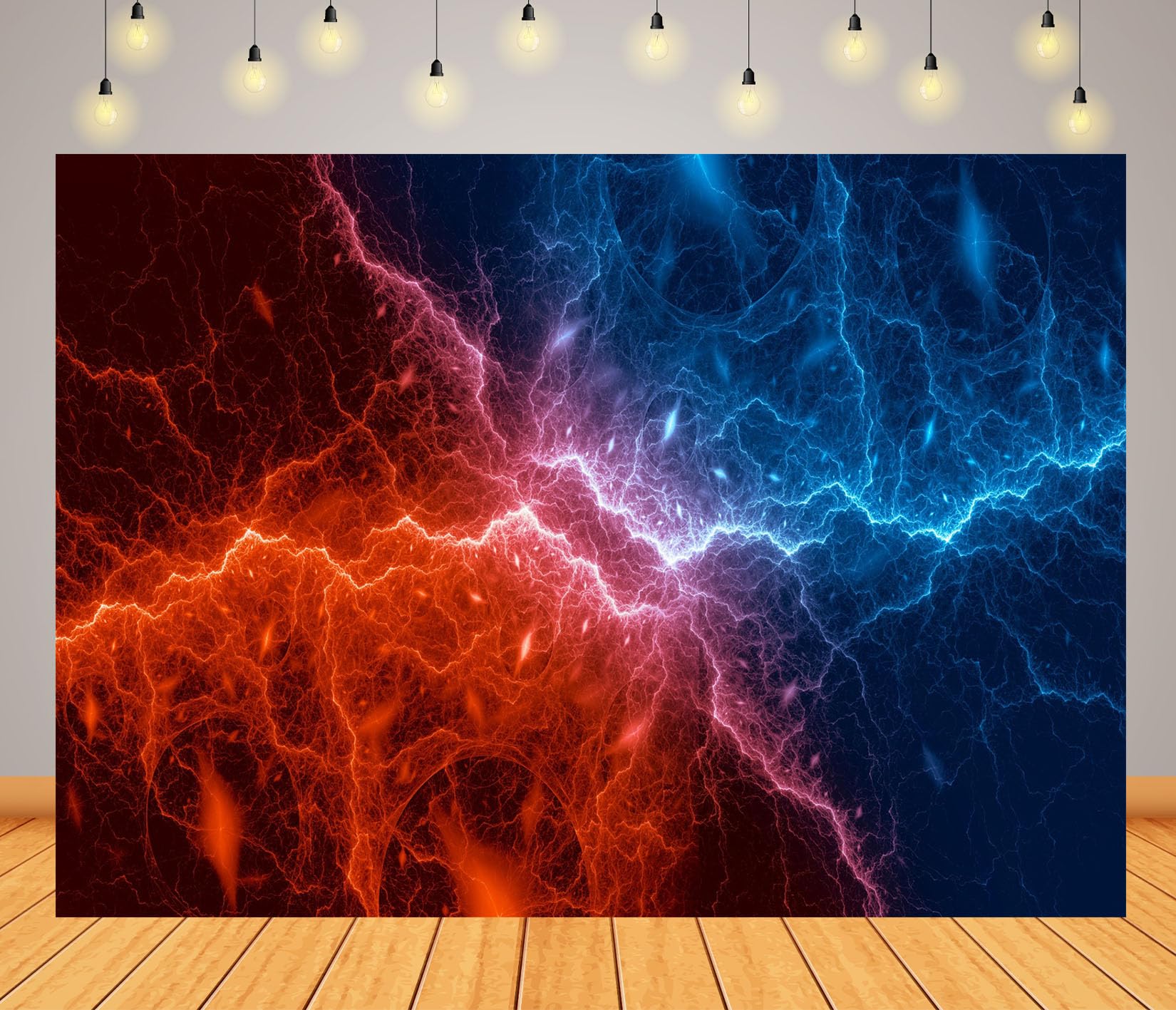 12x8FT (3.6x2.5m) Energía De Rayos Roja Y Azul Fondo Fotográfico
