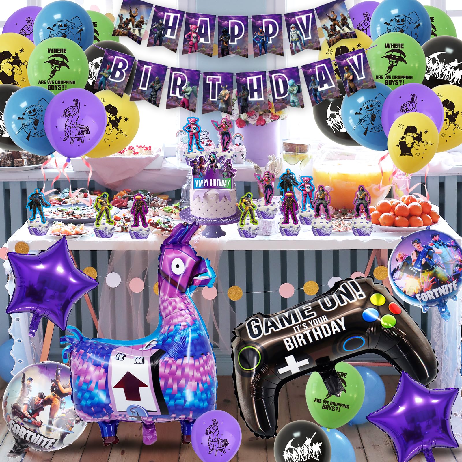 40 PCS Video Game Foil Balloons, Game Theme Birthday Party Decorations, Include Happy Birthday Banner, 6 Game Foil Balloons, 20 Latex Balloons, 13 Cake Toppers for Kids Birthday Party - Image 4
