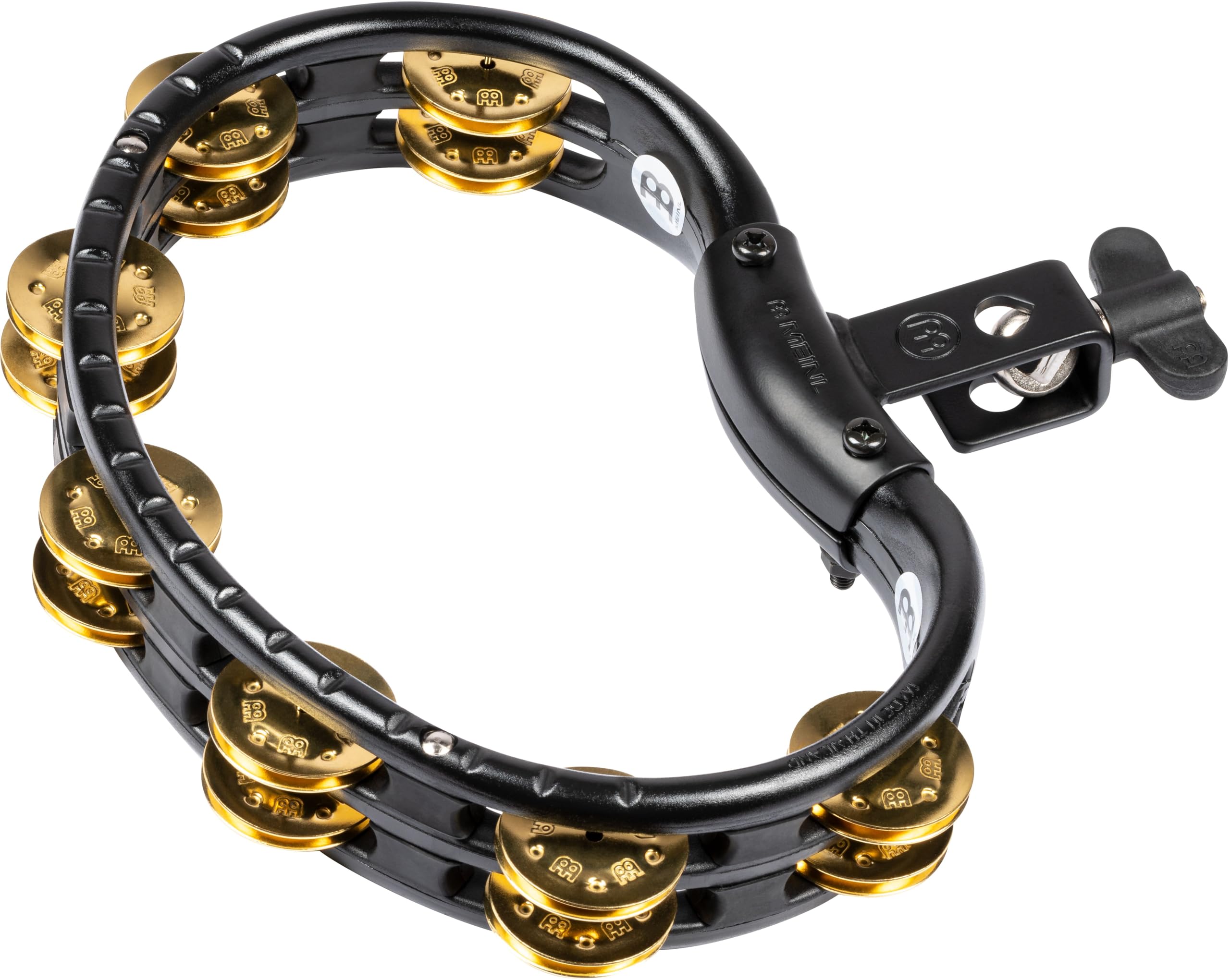 TMT2B-BK Mountable ABS Plastic Tambourine with Double Row Brass Jingles, Black