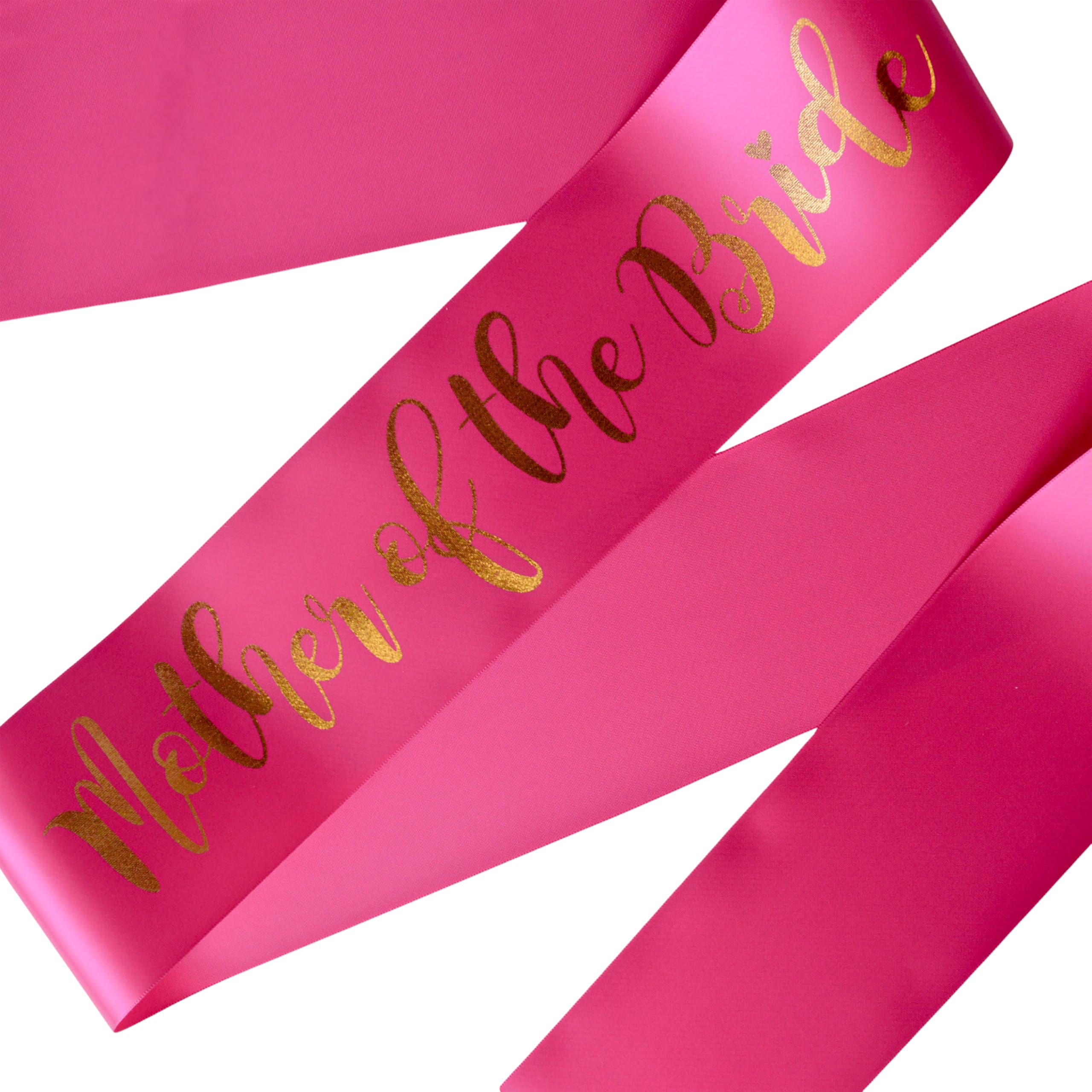 Pink Mother of the Bride Sash, Team Bride Fuchsia Pink with Gold Print Sash, Satin Ribbon, Hen Party Accessory, Adjustable, 1.7m or 2.1m Plus Size