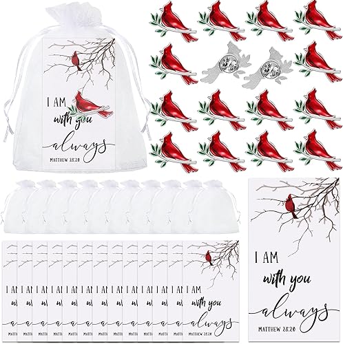 Juego de 50 pines de cardenal conmemorativo, juego de ficha de bolsillo funerario, bolsillo guardián, pasadores cardenales caídos con aceite,