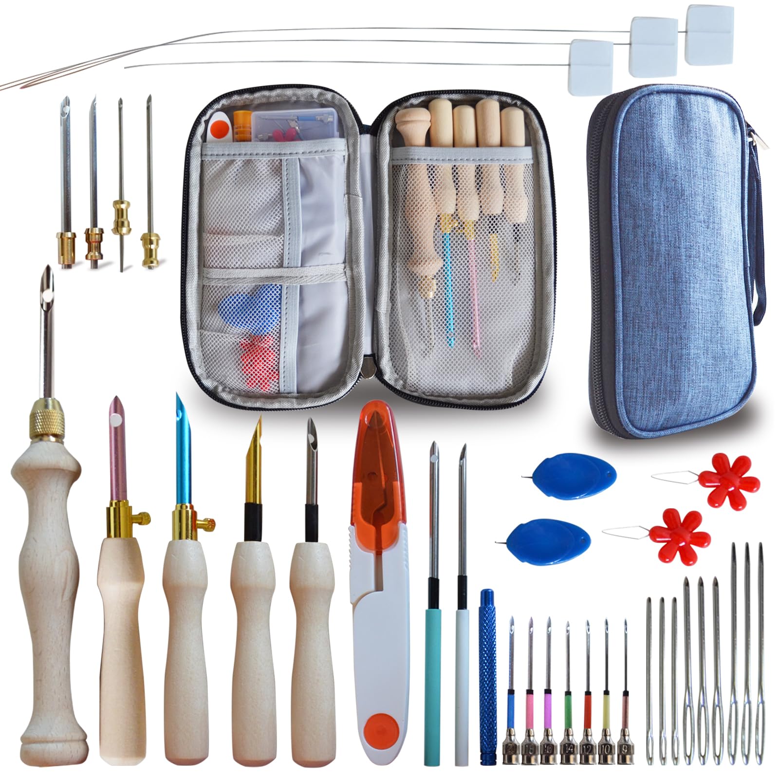 DiaWiew Punch Needle Embroidery Kit - Complete Set for Needle Punching - Includes Adjustable Punch Needle Tool and Wooden Handle Embroidery Pen Set - Ideal for Adults Beginners