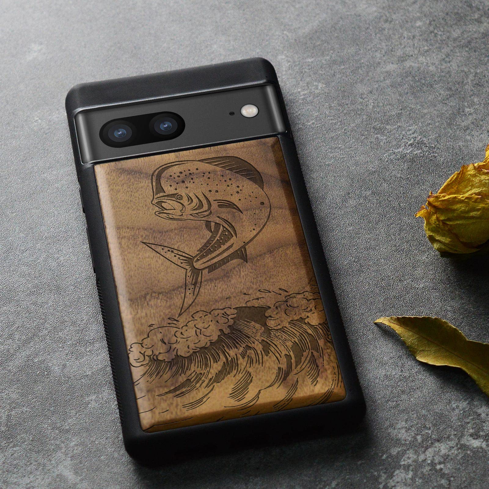 Carveit Custodia Compatibile con Google Pixel 7a Case Legno con