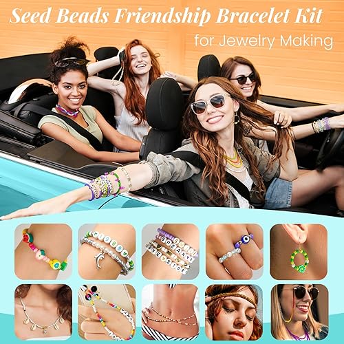 Miniatura 2 de Juego de pulseras de la amistad de cuentas de cristal de 0.157 in, 15500 unidades, 96 colores, 60, cuentas pequeñas para hacer pulseras, pulseras de