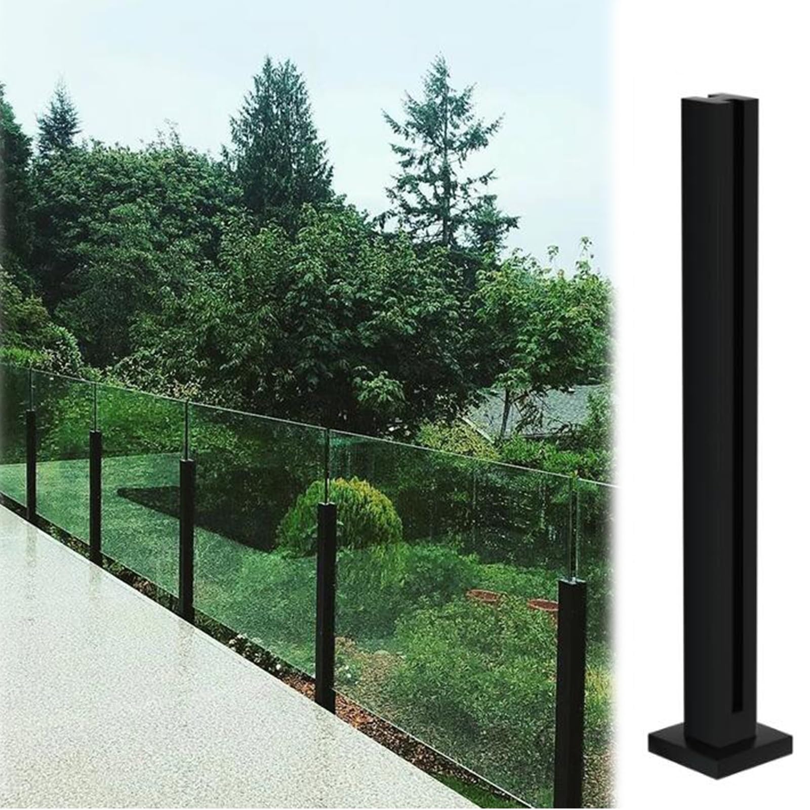 poste para barandilla vidrio Paneles de vidrio templado Post para Barandilla de Escalera, Villas Balconie Terrazas Sistema de columnas para barandillas Glass Clip，Postes de barandilla de vidrio para P