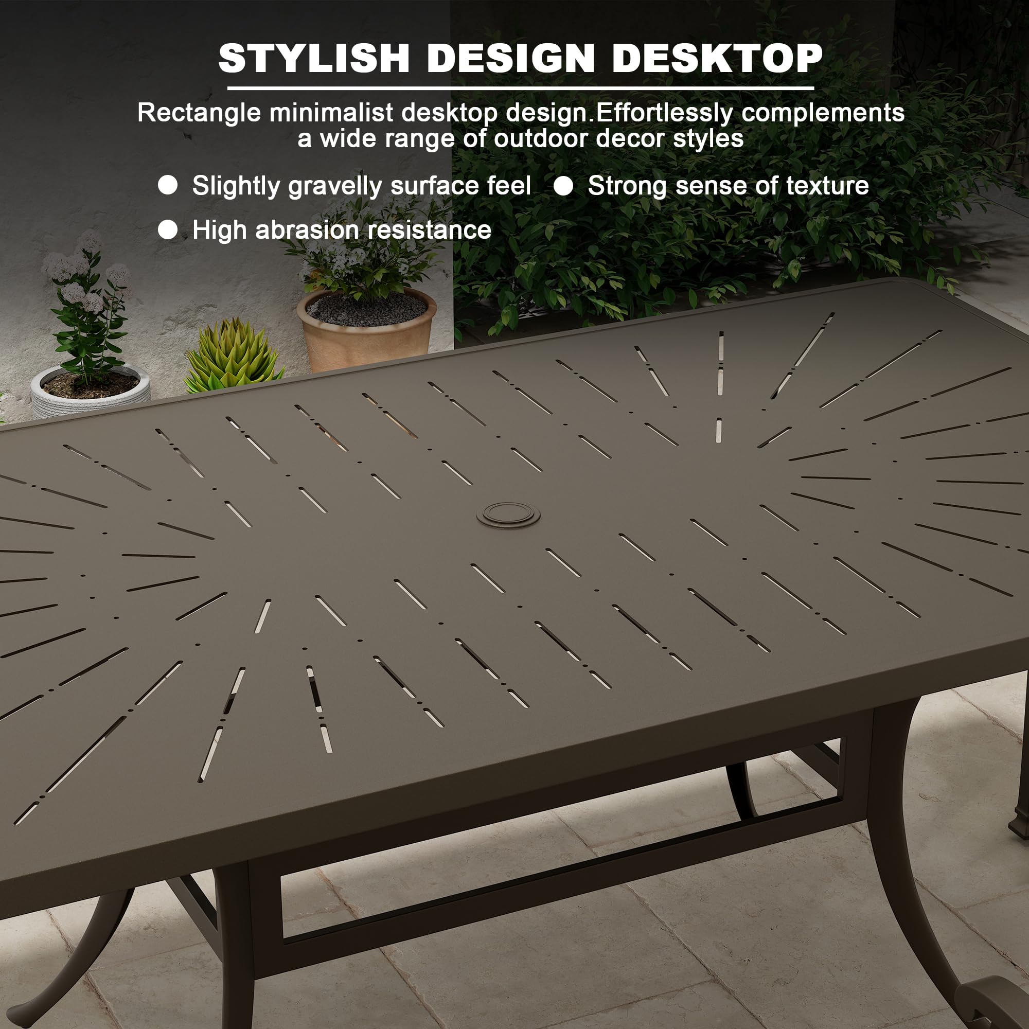 72 inch patio table with umbrella hole Amazon.com: MONDAWE 72 Inch Cast Aluminum Rectangle Dining Table with 2