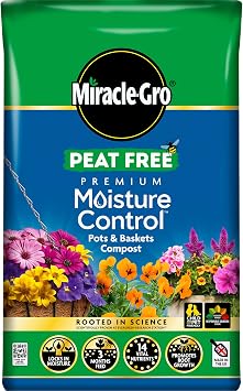 Miracle-Gro PEAT FREE Premium Moisture Control Compost, 40 Litres, Brown