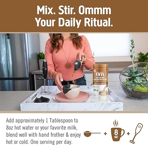 Miniatura 5 de Om Mushroom Superfood Coffee Latte Blend - Polvo de hongos, bote de 8.47 onzas, 30 porciones, melena de león, cordyceps, Reishi, Chaga, suplemento