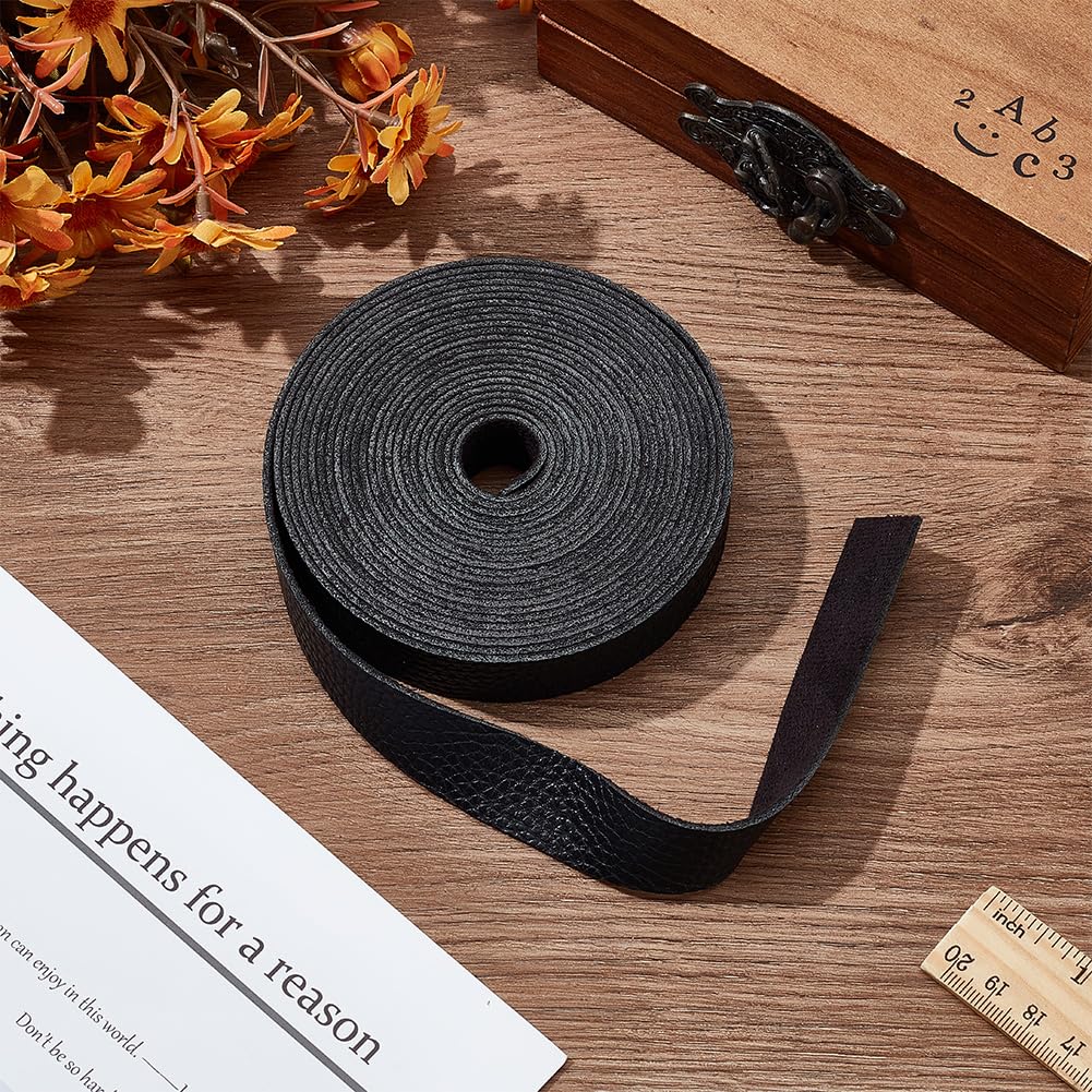 HOBBIESAY 4m Sangle Cuir Plat Marron 2cm - Bandes Cuir Motif Litchi Pour Bricolage Et Artisanat