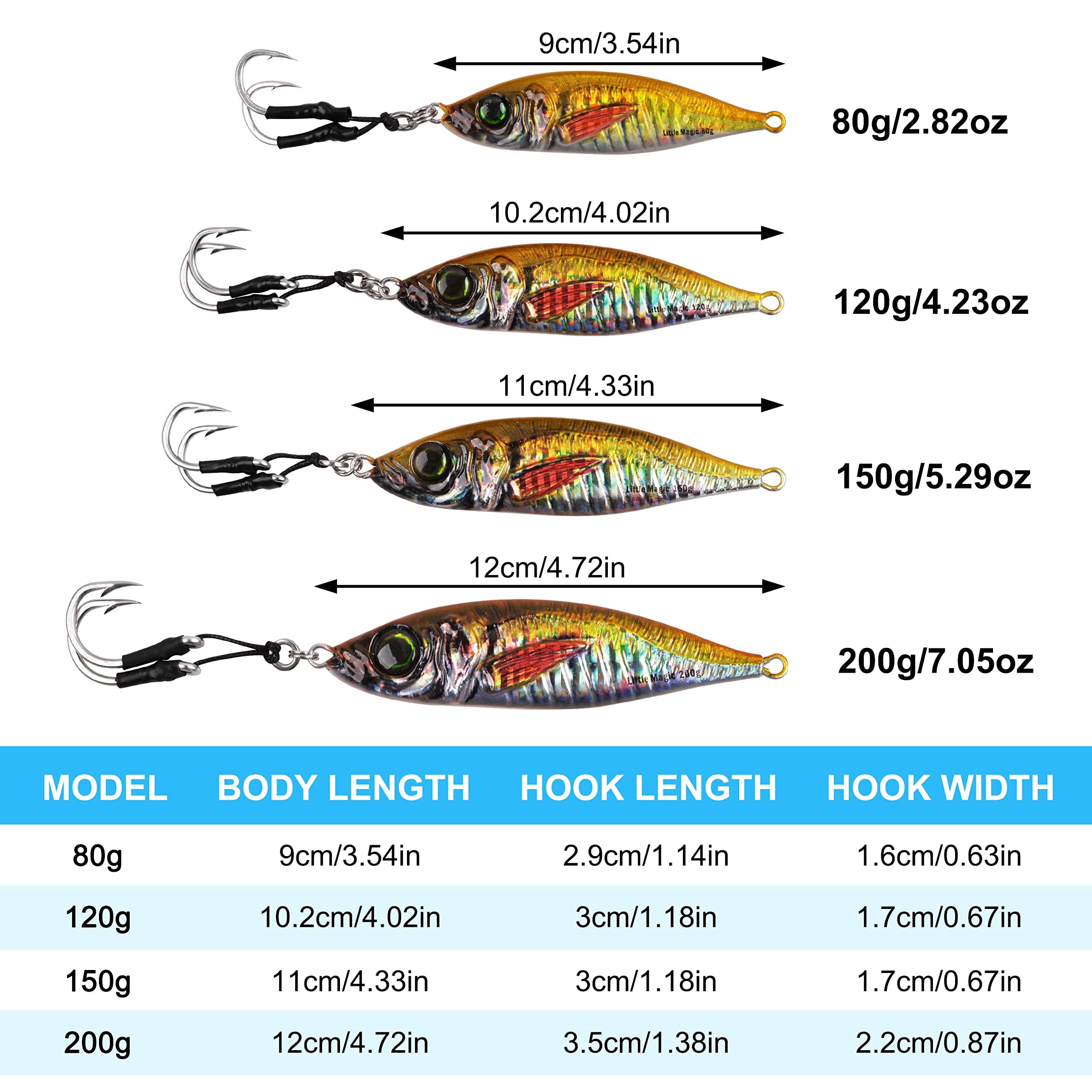 Slow Pitch Jigs Saltwater Fishing Jigging Lures Glow Vertical Metal Jigs with Assist Hooks Butterfly Jigs 3D Printing Offshore Deep Sea Ocean Fishing Pitching Lures for Tuna Kingfish Bluefin - Image 4