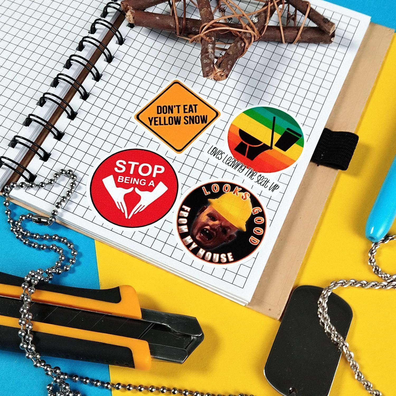 BulbaCraft Funny Hard Hat Stickers for Men - Hardhat Stickers, Tool Box Decals, Toolbox Accessories - Construction, Mechanic Helmet Decals for Adults, Gifts for Women & Men