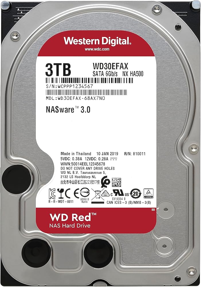 Western Digital 3TB WD Red NAS Internal Hard Drive - 5400 RPM Class, SATA 6 Gb/s, SMR, 256MB Cache, 3.5" thumbnail 2