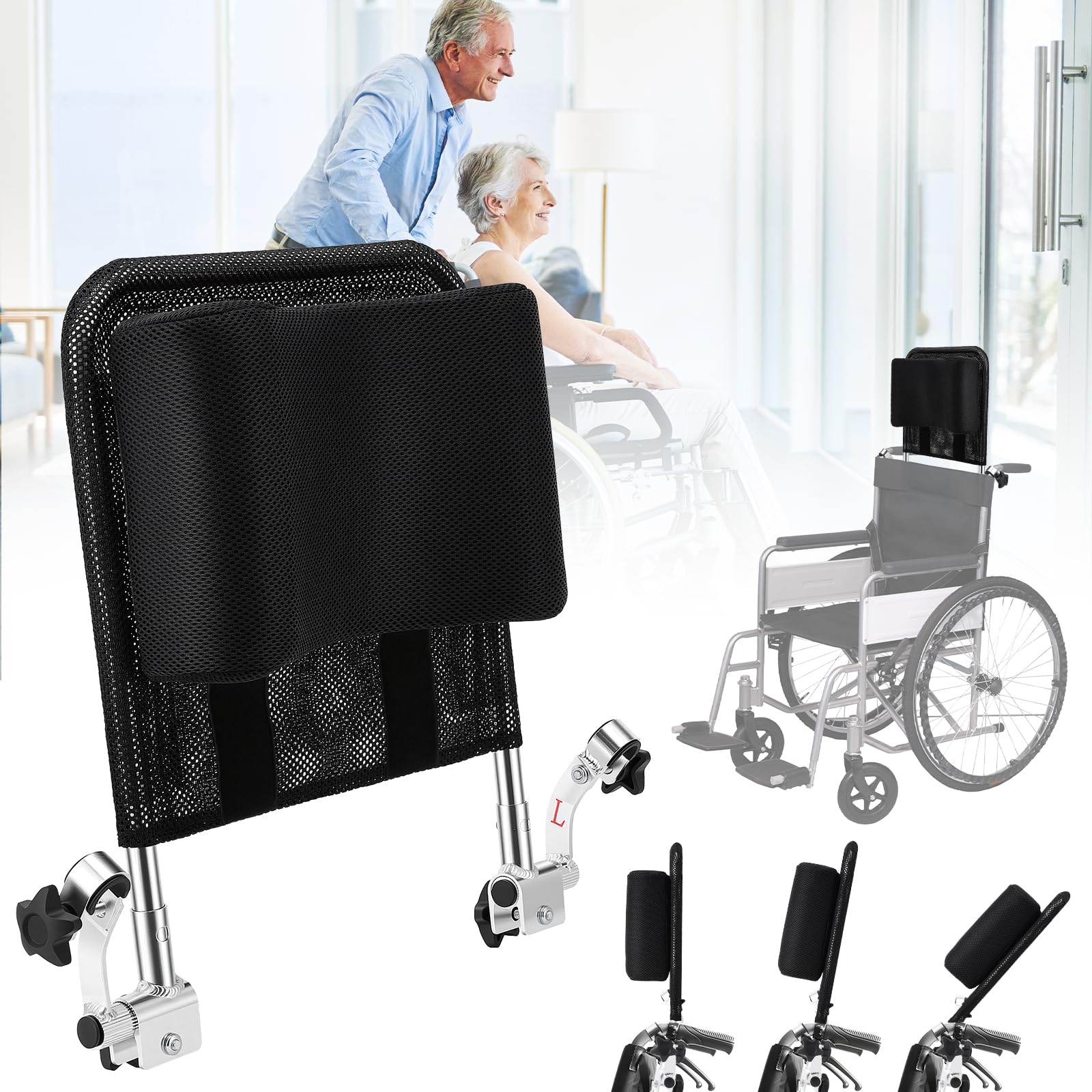 Appui-Tête Pour Fauteuil Roulant, Accessoire Universel Fauteuil Roulant Réglable Avec Soutien De La Nuque Et Dossier Coussin En Forme De U Respirant Et Stable Angle Et Hauteur Réglables De 90° à 45°