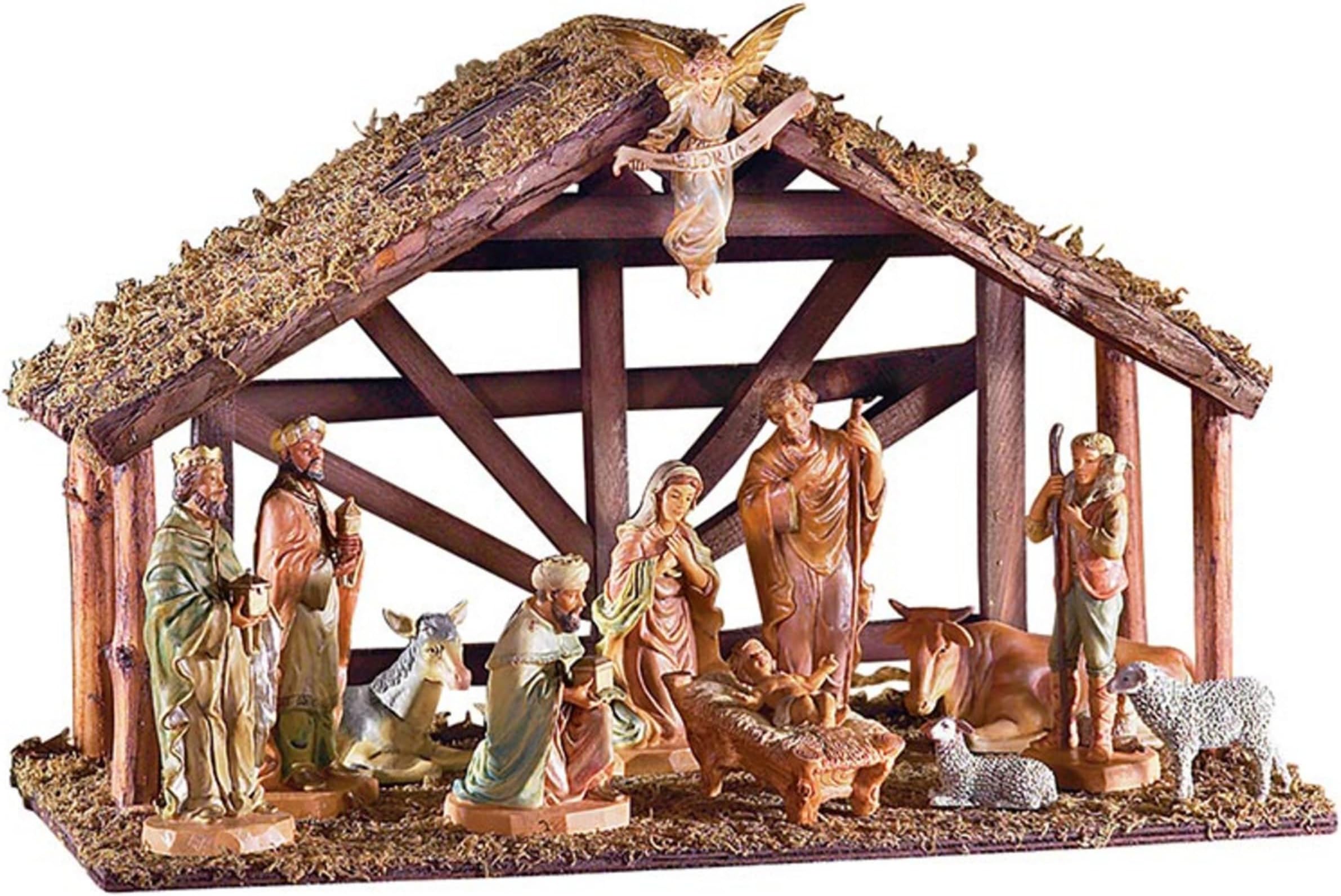 18023 - DiGiovanni 12-Pc Nativity Set with Wood Stable