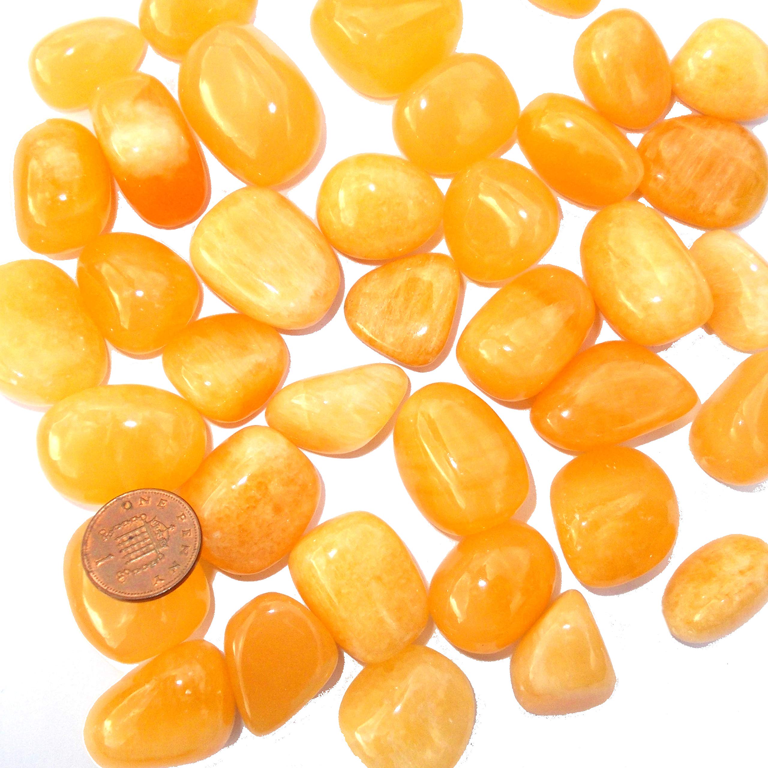 Green Cross ToadYellow Calcite Crystal Tumblestone