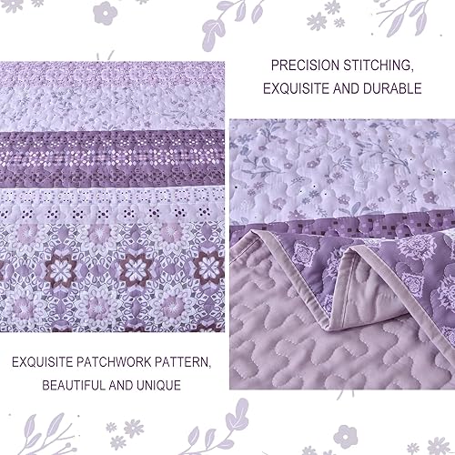 Miniatura 5 de WONGS BEDDING Juego de edredón bohemio tamaño Queen, juego de colcha de verano con 2 fundas de almohada, juego de ropa de cama floral de microfibra