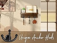 Vista 5 de Rebee Vision Soporte para llaves de granja para pared con estante: organizador de correo decorativo y soporte de pared para llaves con 3 ganchos