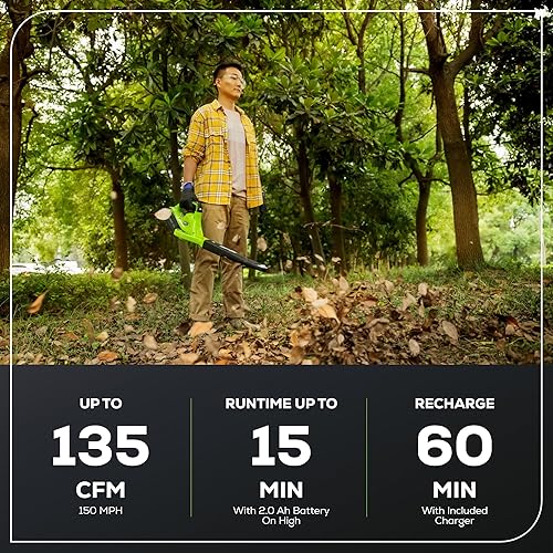 Miniatura 3 de GreenWorks - Soplador inalámbrico de hoja de velocidad variable 40V 150 MPH la batería y el cargador no se incluyen Soplador